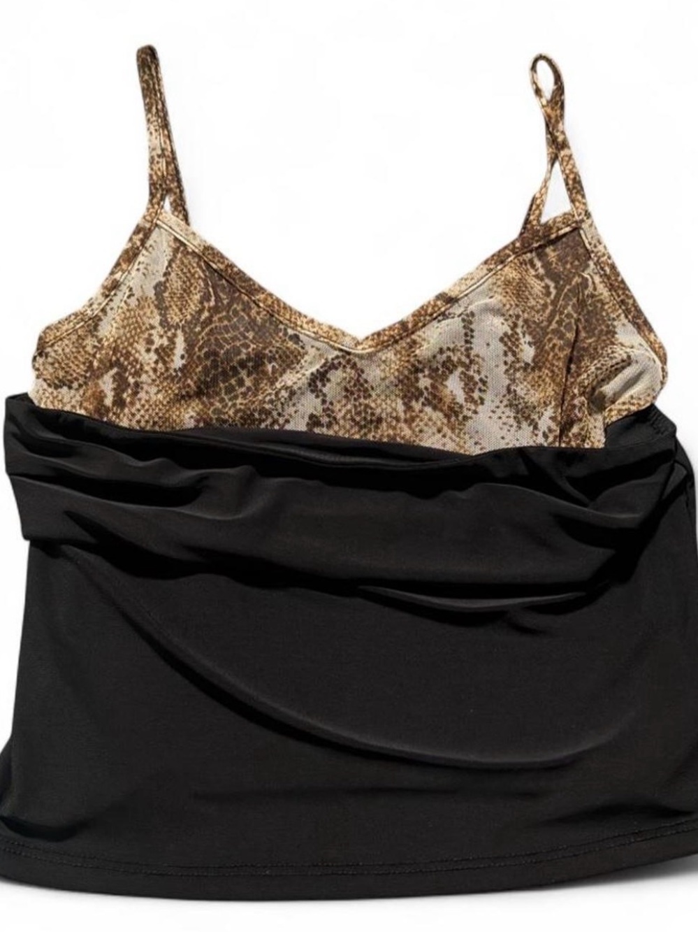 Fashion Nova Brown Snake-Print & Black Spaghetti Strap Cami